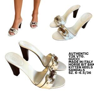 Y2K 2000'S AUTHENTIC VTG. GUCCI‎ HORSEBIT BAMBOO SLIDES HEELS SZ. 6-6.5